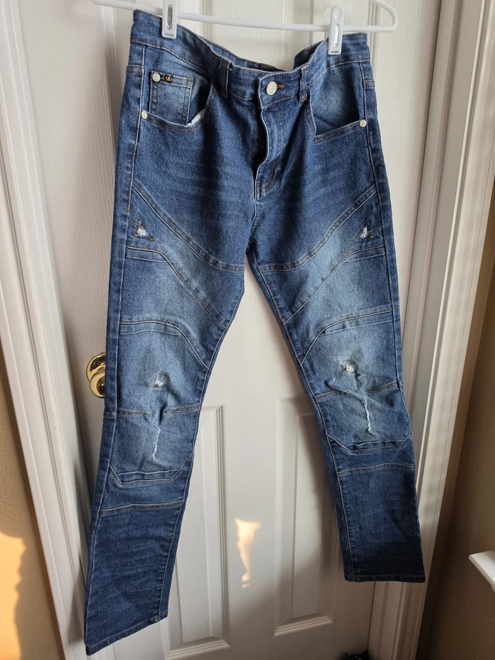 Billion Dollar Coin Iced Blue Stretch Moto Jeans Size 16 Youth Boy Teen Stretch